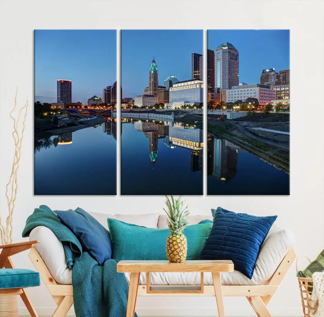 Columbus Downtown Photo Print Extra Large Skyline Wall Art Canvas Wall Decor