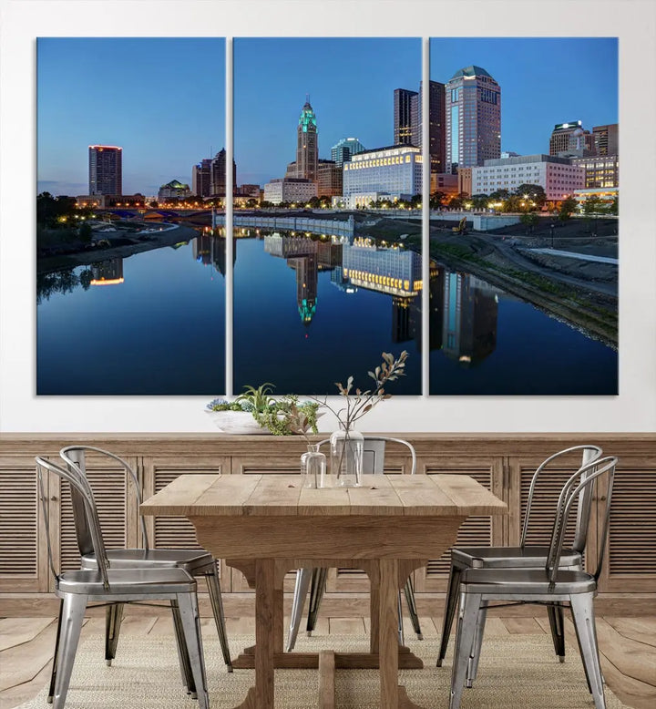 Columbus Downtown Photo Print Extra Large Skyline Wall Art Canvas Wall Decor