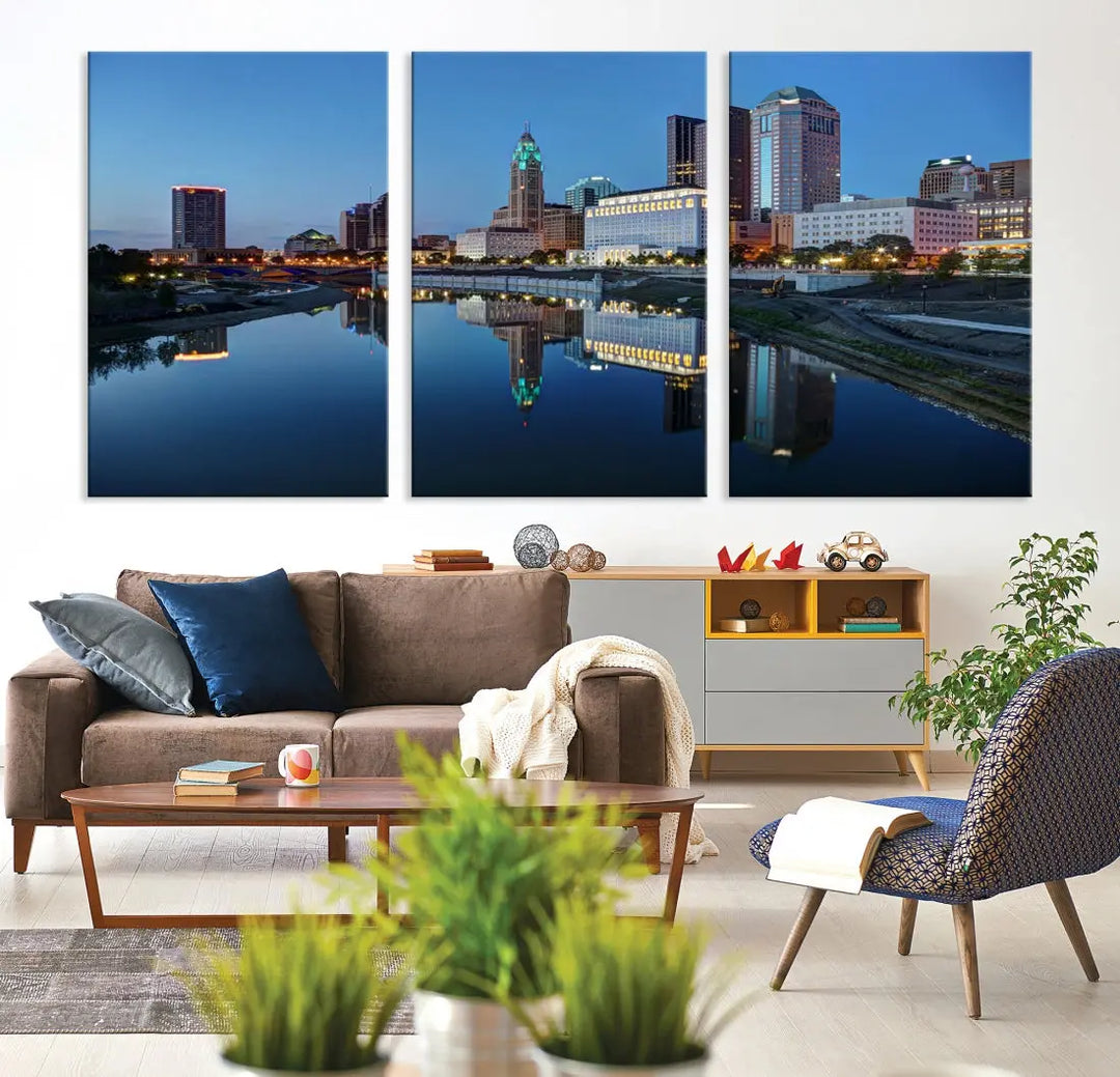 Columbus Downtown Photo Print Extra Large Skyline Wall Art Canvas Wall Decor