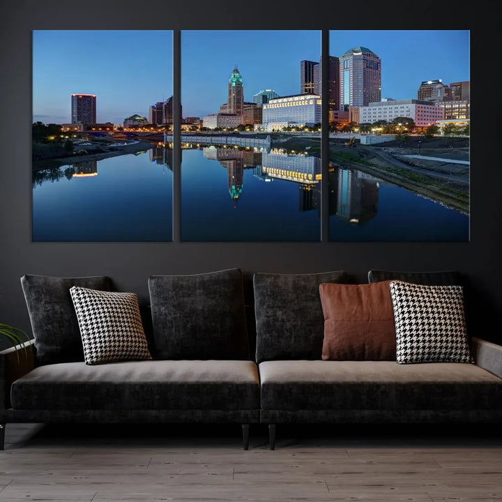 Columbus Downtown Photo Print Extra Large Skyline Wall Art Canvas Wall Decor