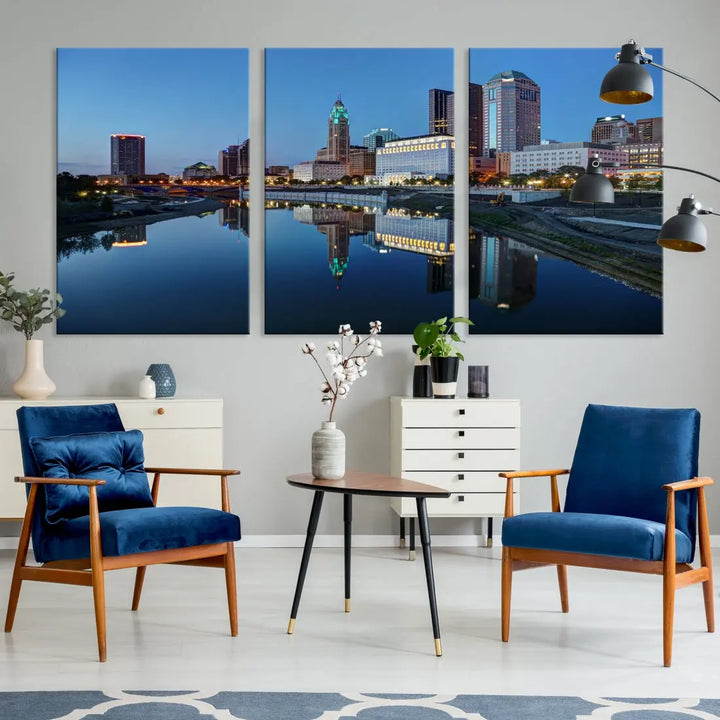 Columbus Downtown Photo Print Extra Large Skyline Wall Art Canvas Wall Decor