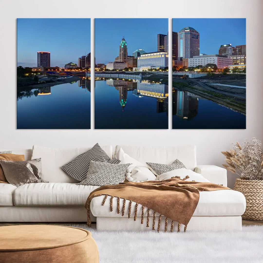 Columbus Downtown Photo Print Extra Large Skyline Wall Art Canvas Wall Decor