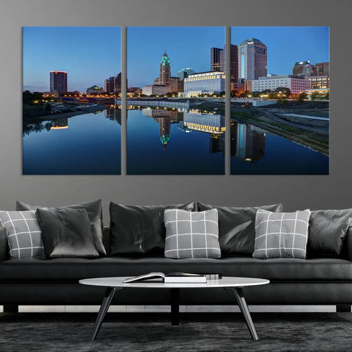 Columbus Downtown Photo Print Extra Large Skyline Wall Art Canvas Wall Decor