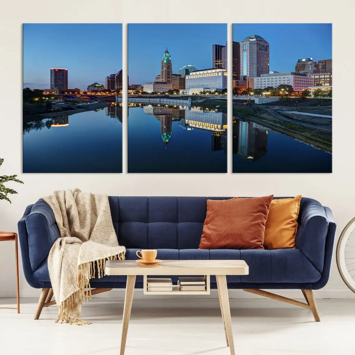 Columbus Downtown Photo Print Extra Large Skyline Wall Art Canvas Wall Decor