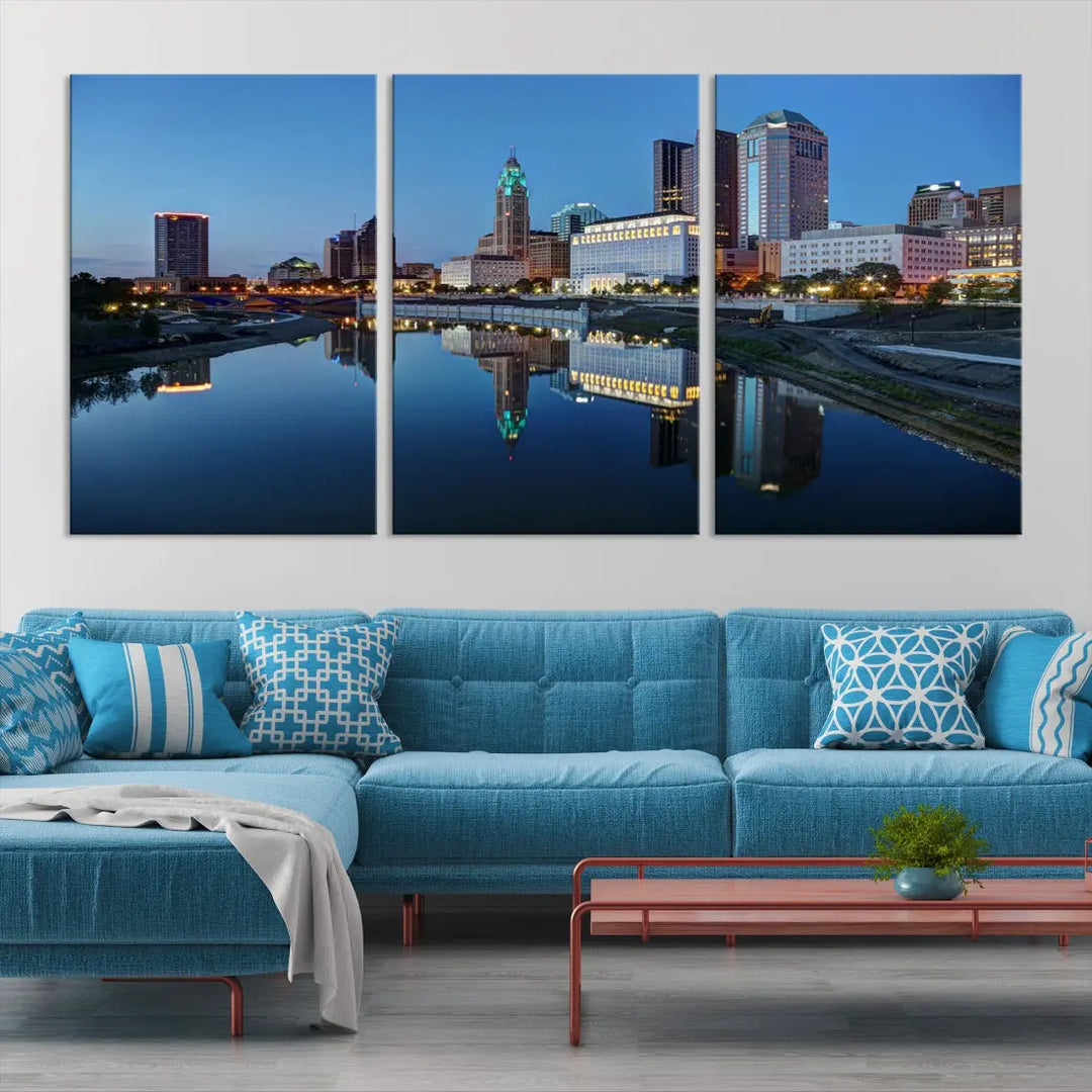 Columbus Downtown Photo Print Extra Large Skyline Wall Art Canvas Wall Decor