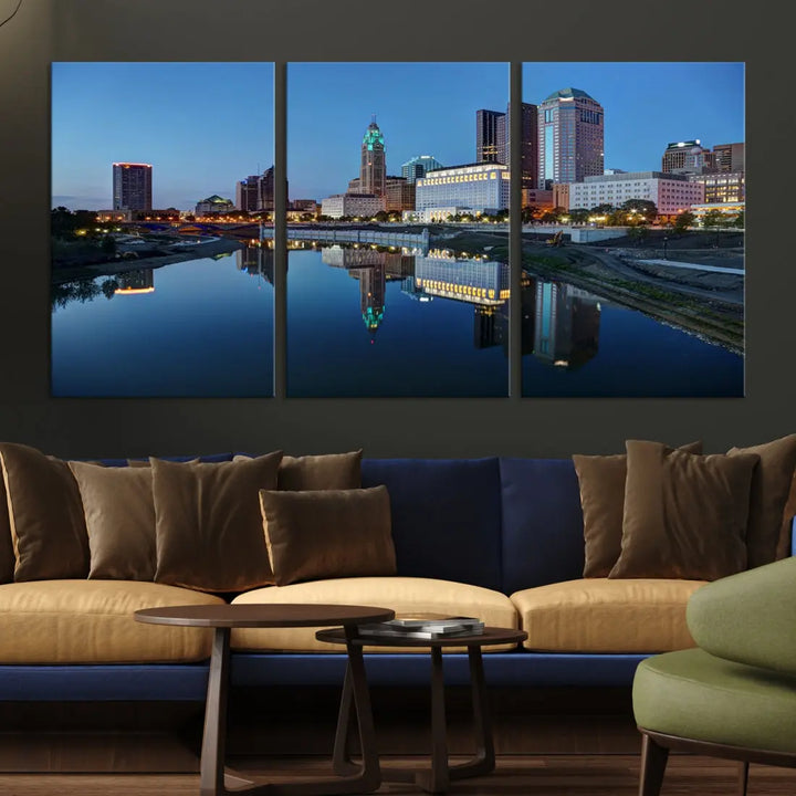 Columbus Downtown Photo Print Extra Large Skyline Wall Art Canvas Wall Decor