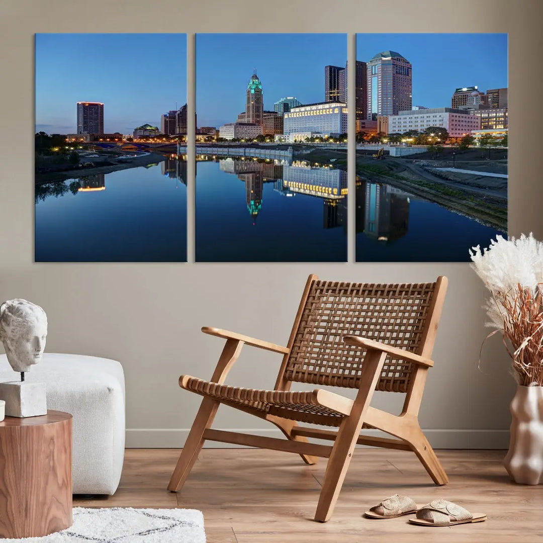 Columbus Downtown Photo Print Extra Large Skyline Wall Art Canvas Wall Decor