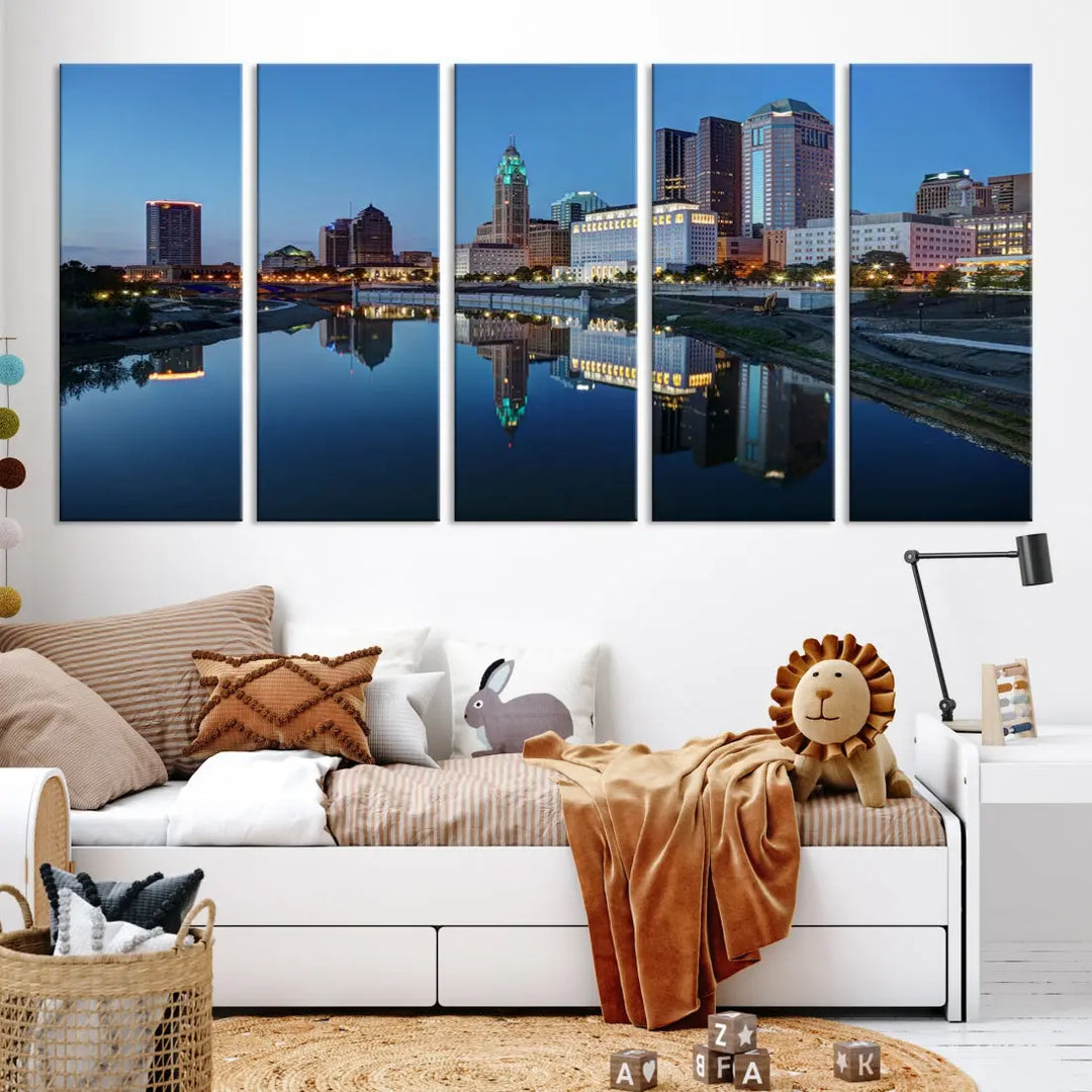 Columbus Downtown Photo Print Extra Large Skyline Wall Art Canvas Wall Decor