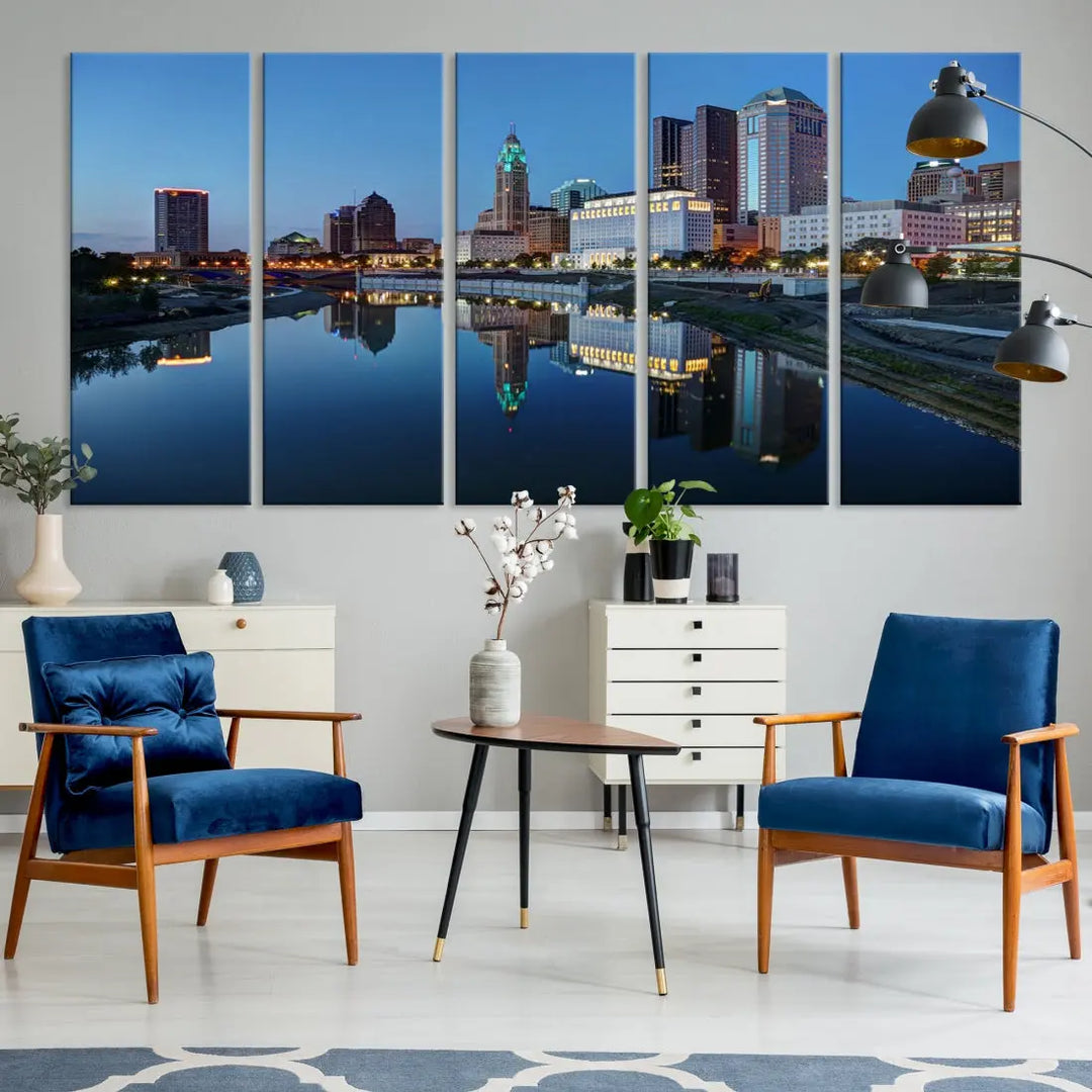 Columbus Downtown Photo Print Extra Large Skyline Wall Art Canvas Wall Decor