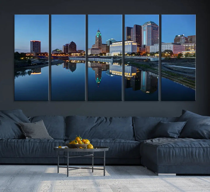 Columbus Downtown Photo Print Extra Large Skyline Wall Art Canvas Wall Decor