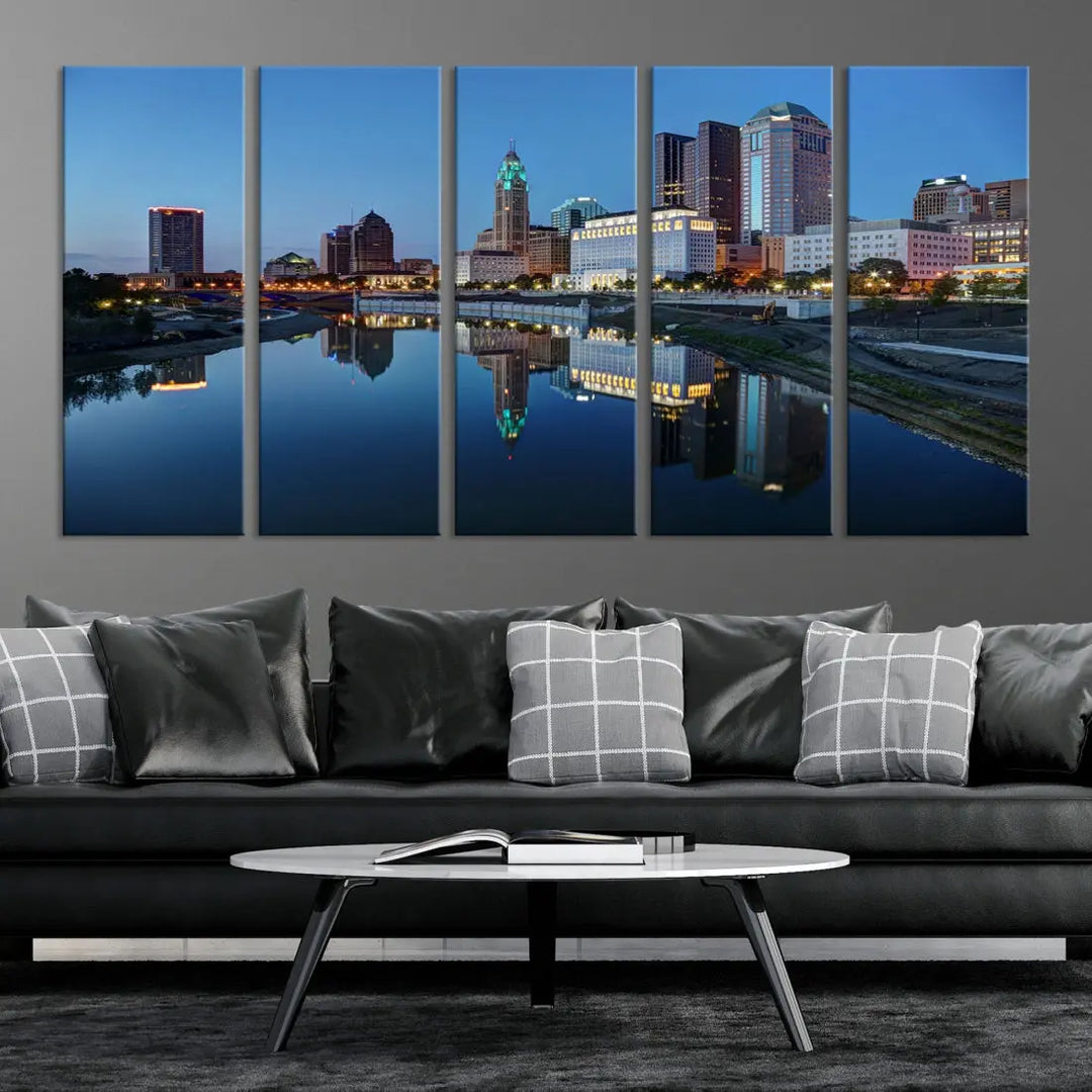 Columbus Downtown Photo Print Extra Large Skyline Wall Art Canvas Wall Decor