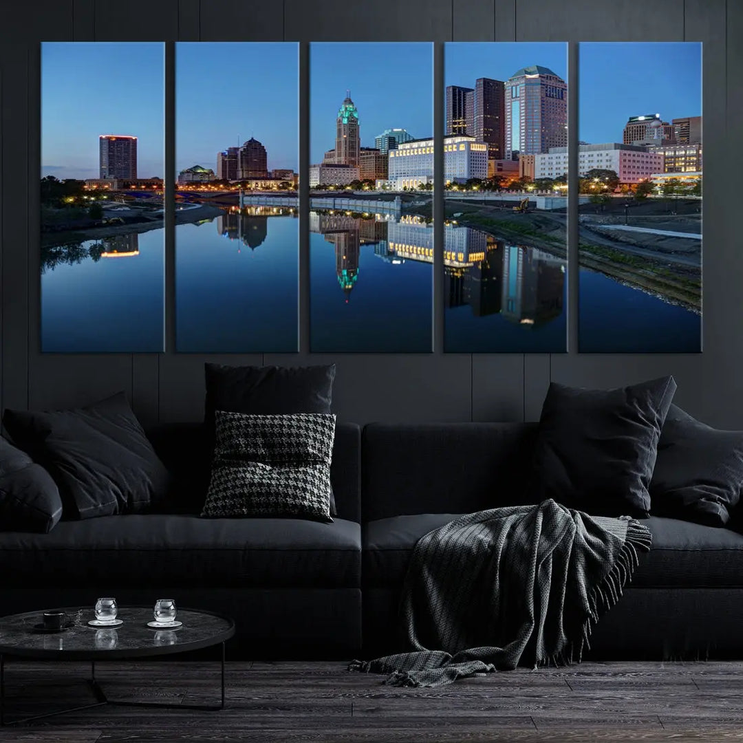 Columbus Downtown Photo Print Extra Large Skyline Wall Art Canvas Wall Decor