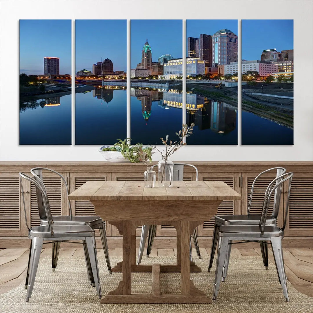 Columbus Downtown Photo Print Extra Large Skyline Wall Art Canvas Wall Decor