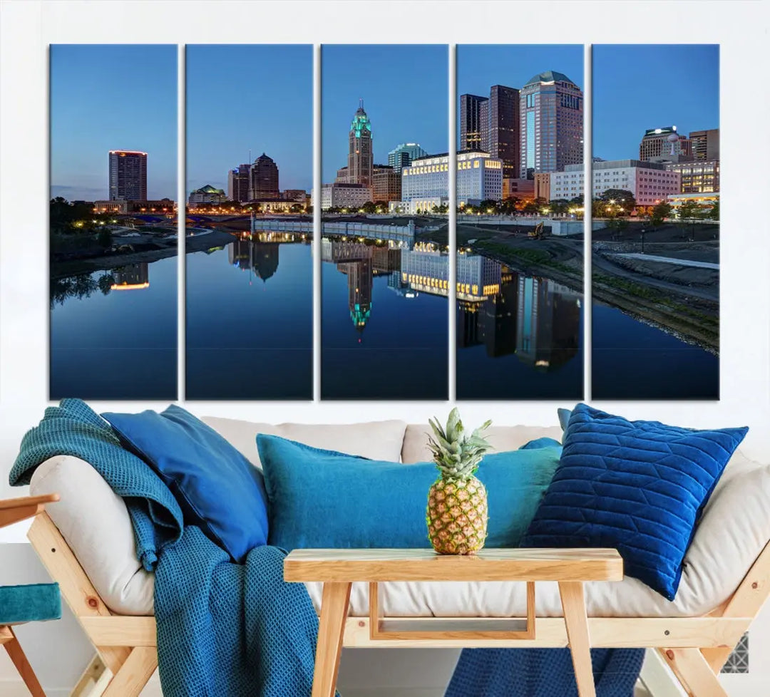 Columbus Downtown Photo Print Extra Large Skyline Wall Art Canvas Wall Decor