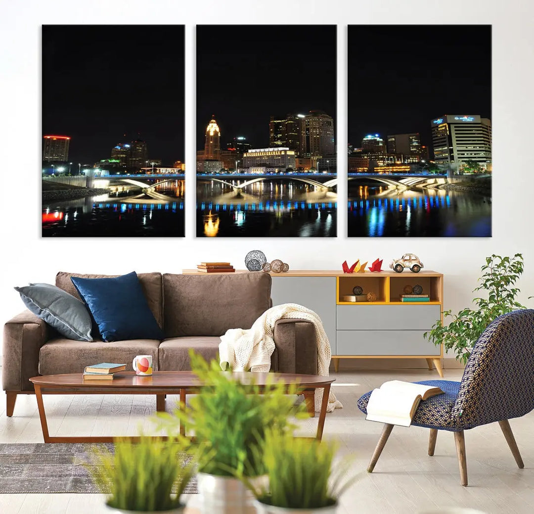 Columbus Skyline Print Cityscape Wall Art Canvas Print Housewarming Gift