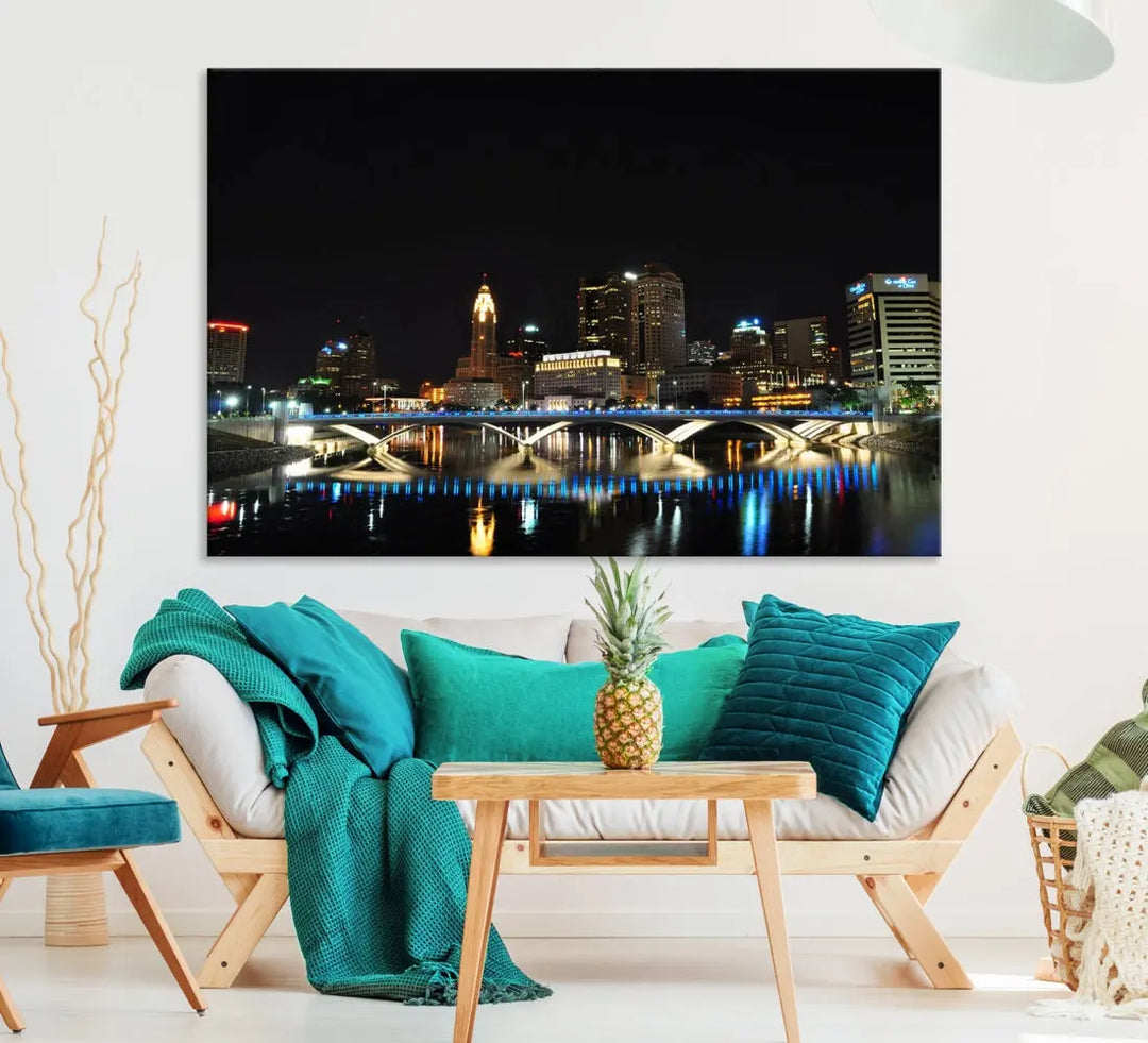 Columbus Skyline Print Cityscape Wall Art Canvas Print Housewarming Gift