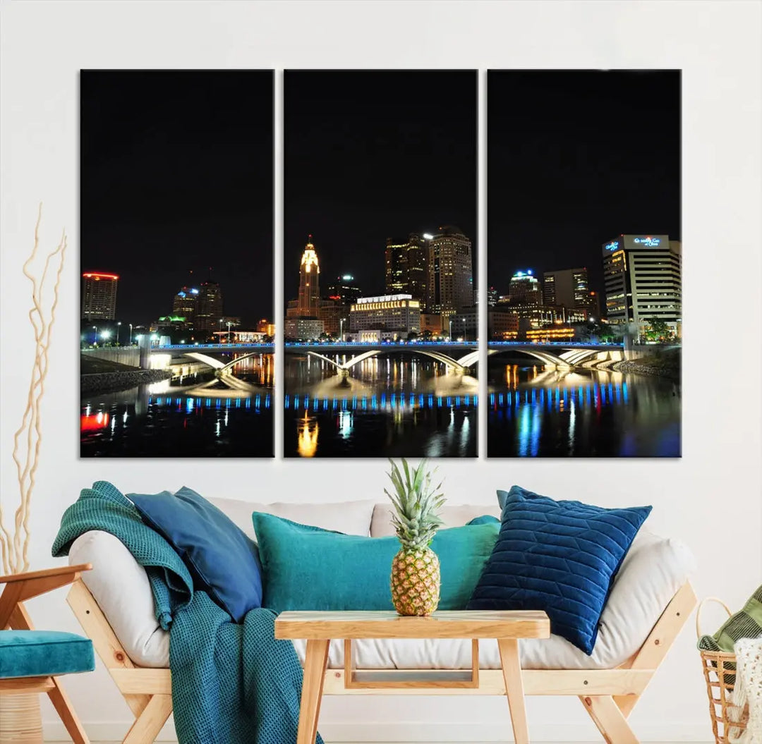 Columbus Skyline Print Cityscape Wall Art Canvas Print Housewarming Gift