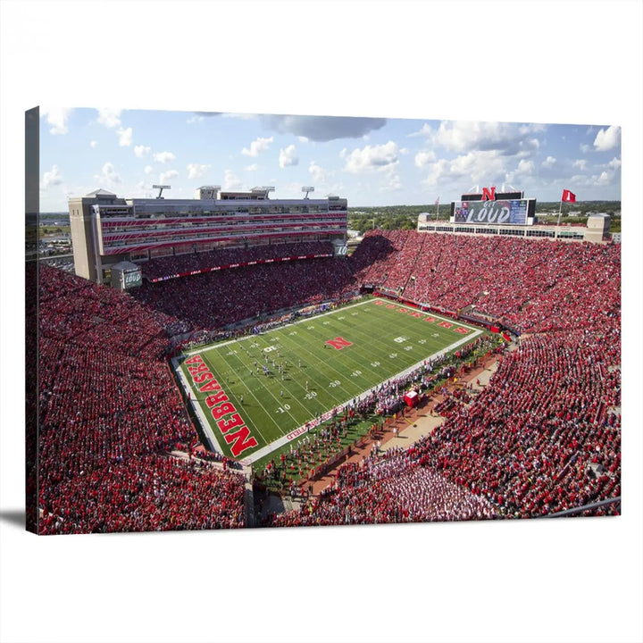 University of Nebraska Cornhuskers Football Team Print - Lincoln Memorial Stadium Wall Art Canvas Print