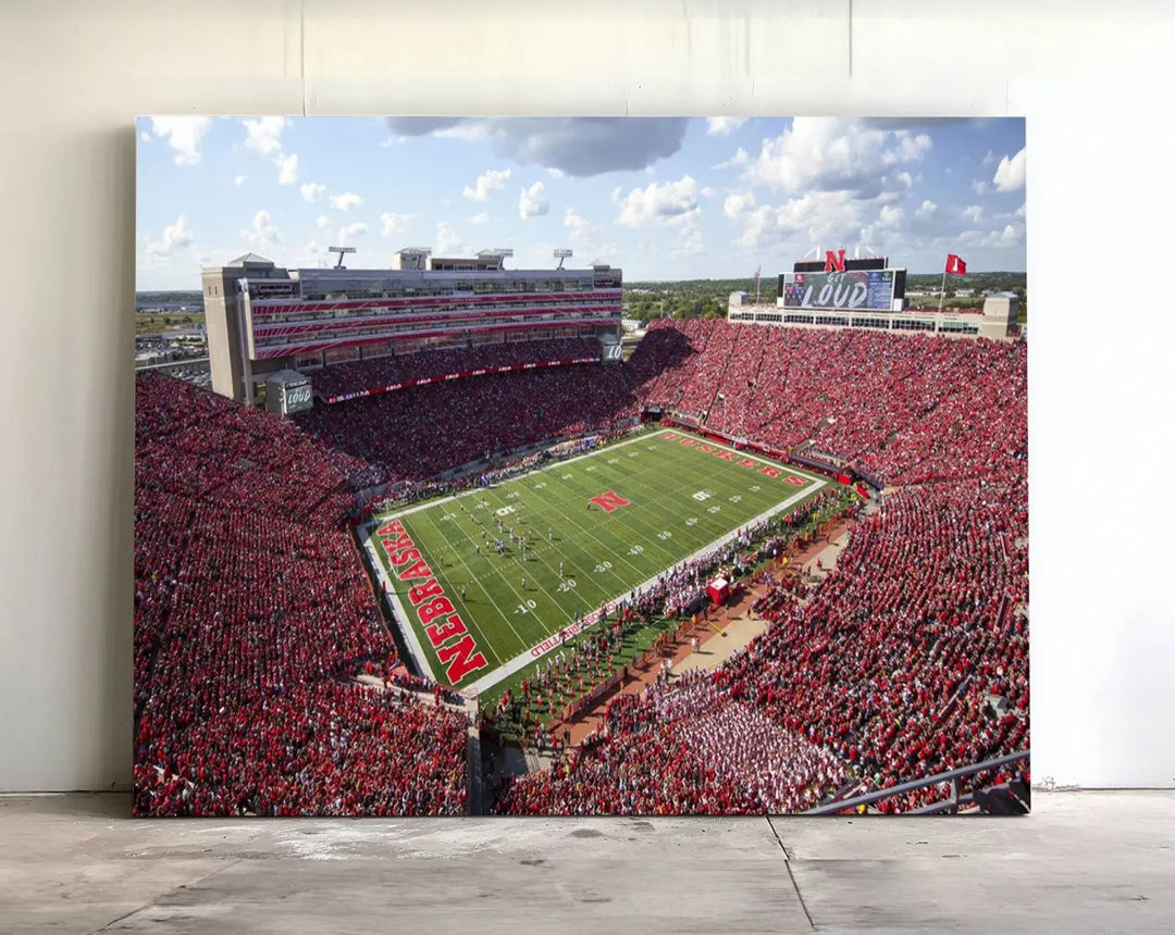 University of Nebraska Cornhuskers Football Team Print - Lincoln Memorial Stadium Wall Art Canvas Print