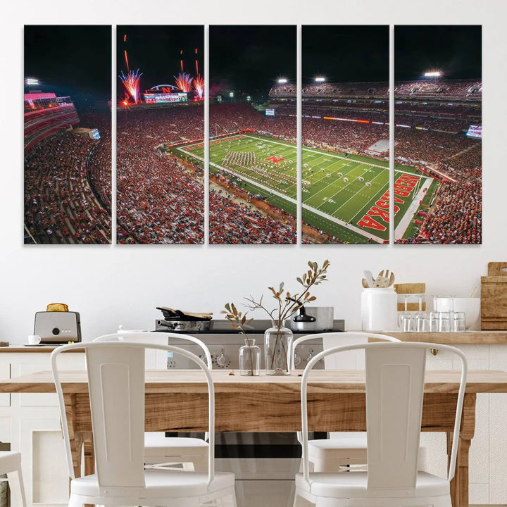 University of Nebraska Cornhuskers Football Team Print - Lincoln Memorial Stadium Wall Art Canvas Print