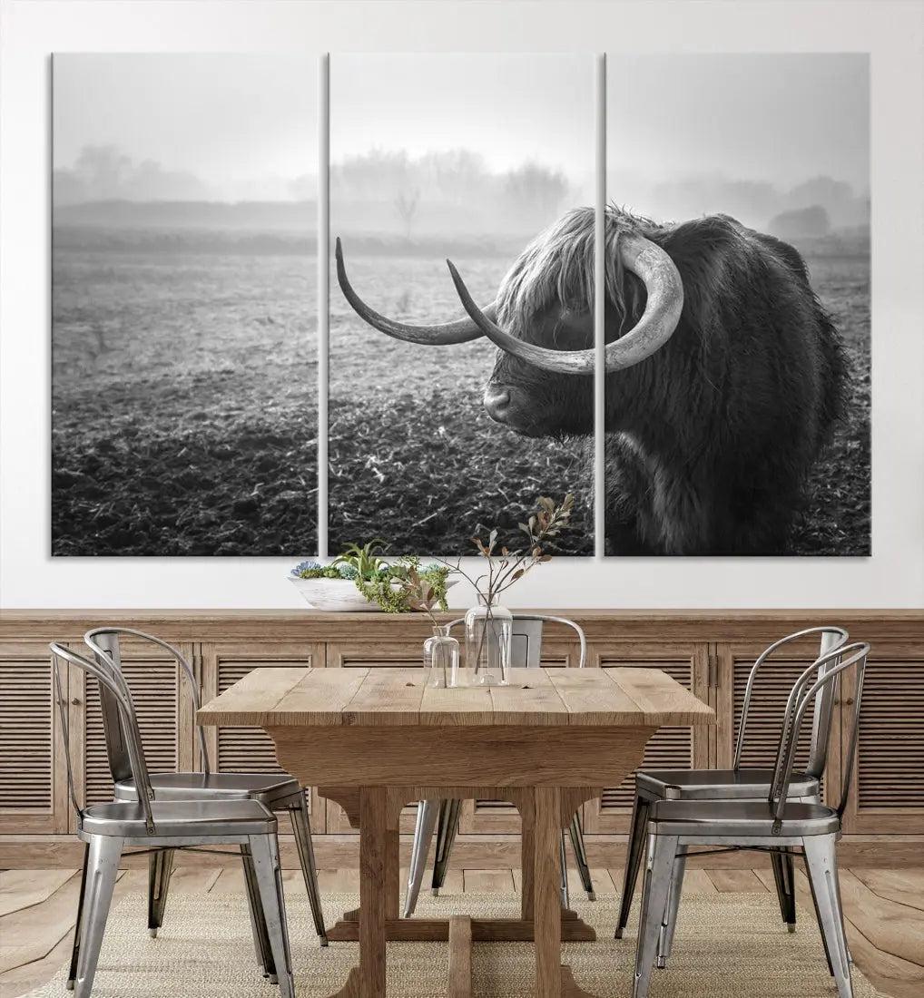 Cow Wall Art Canvas Print, Buffalo Large Wall Art Canvas Print, Texas Cow Horn Artwork Print