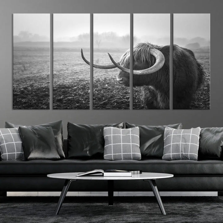 Cow Wall Art Canvas Print, Buffalo Large Wall Art Canvas Print, Texas Cow Horn Artwork Print