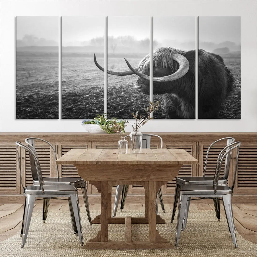 Cow Wall Art Canvas Print, Buffalo Large Wall Art Canvas Print, Texas Cow Horn Artwork Print