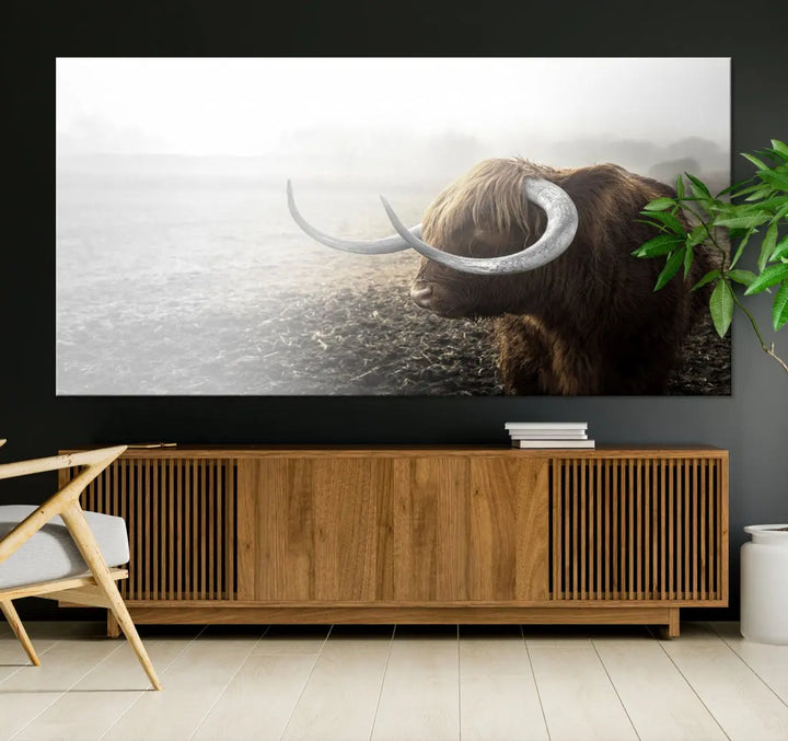 Cow Wall Art Canvas Print, Buffalo Large Wall Art Canvas Print, Texas Cow Horn Artwork Print