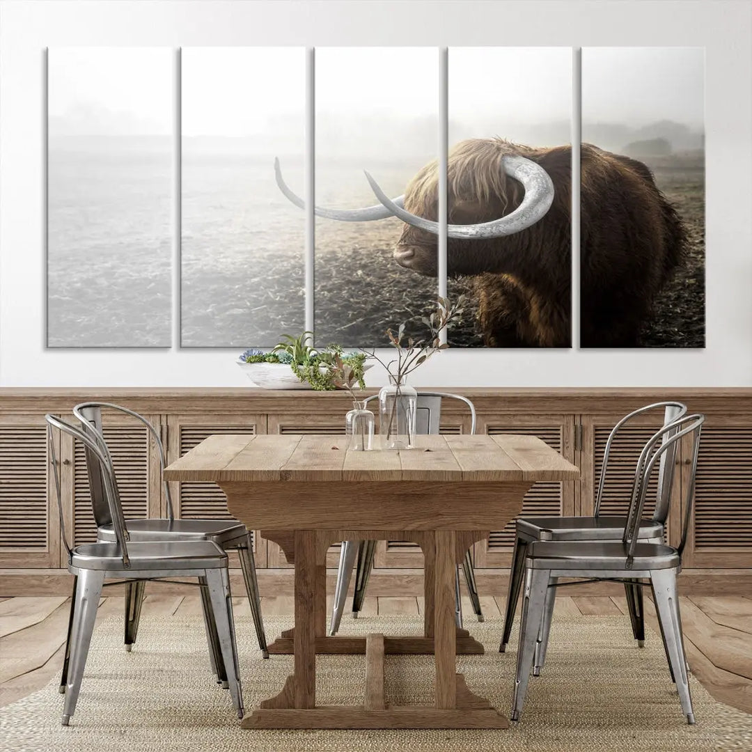 Cow Wall Art Canvas Print, Buffalo Large Wall Art Canvas Print, Texas Cow Horn Artwork Print