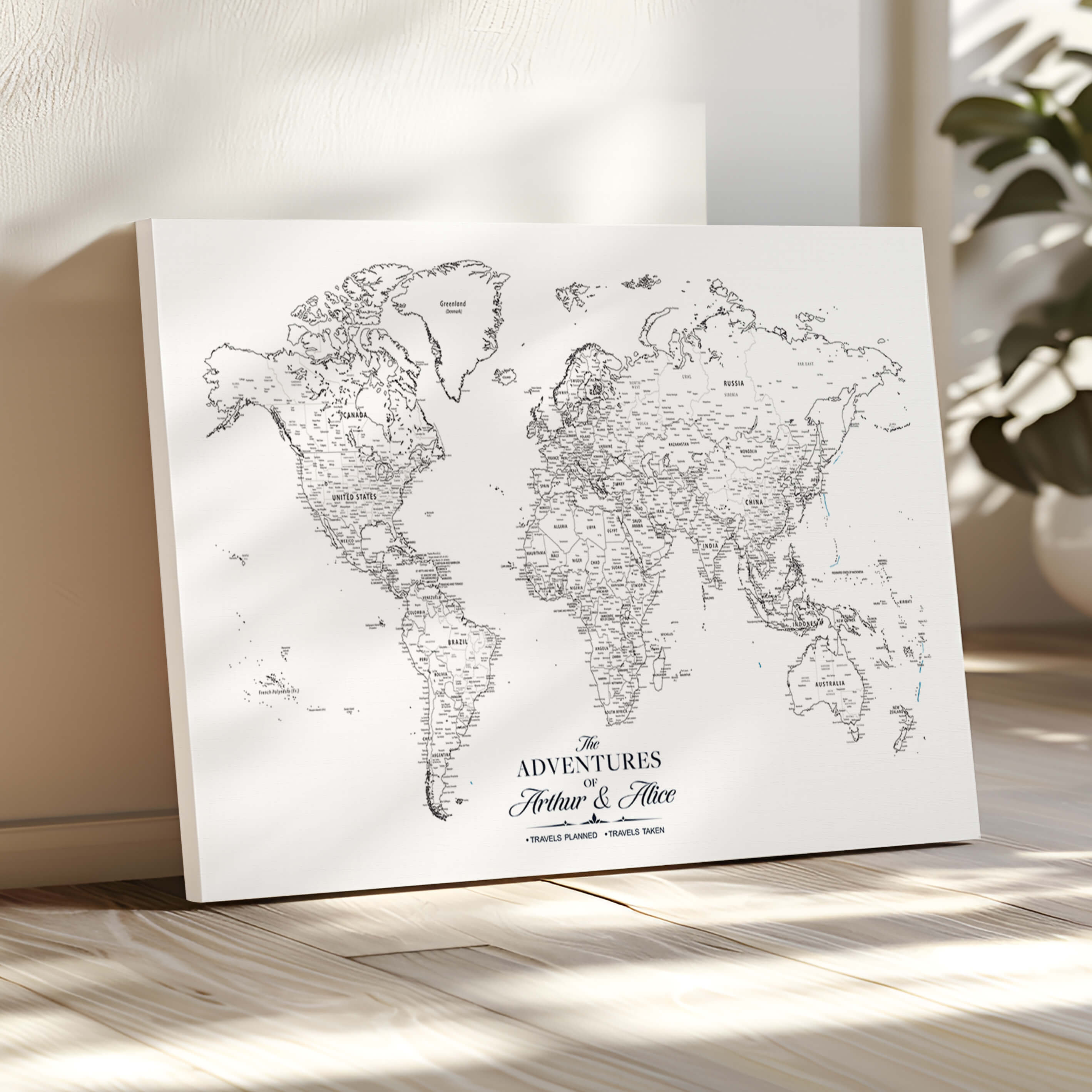 45566494-MGV-CV-36X24-Framed Personalized World Map Canvas Custom Push Pin Travel Tracker Gift