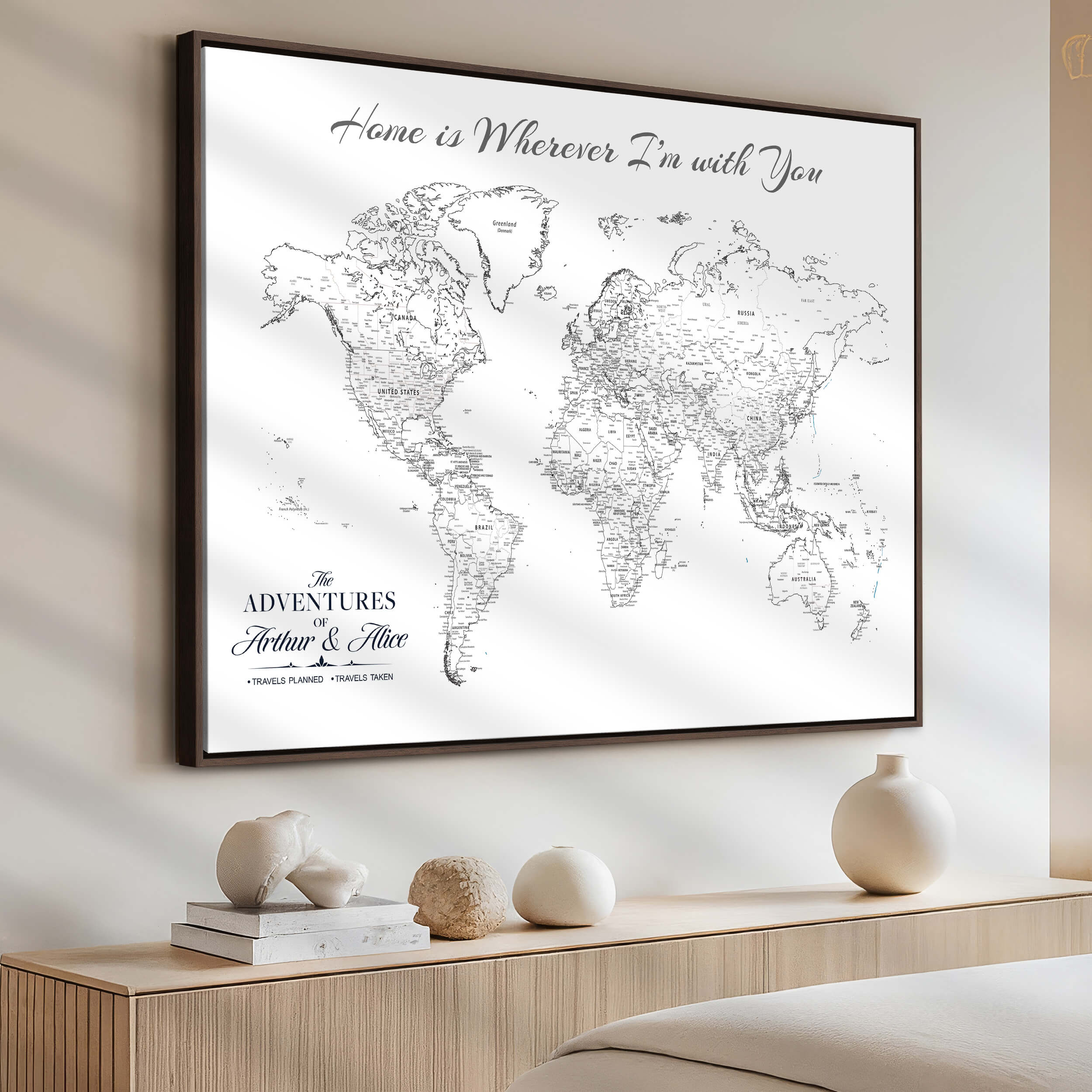 45566494-MGV-CV-36X24-Framed Personalized World Map Canvas Custom Push Pin Travel Tracker Gift
