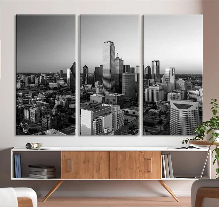 Dallas Skyline Wall Art Framed Canvas Print Modern Cityscape Wall Decor