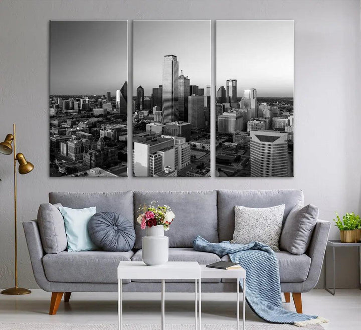 Dallas Skyline Wall Art Framed Canvas Print Modern Cityscape Wall Decor