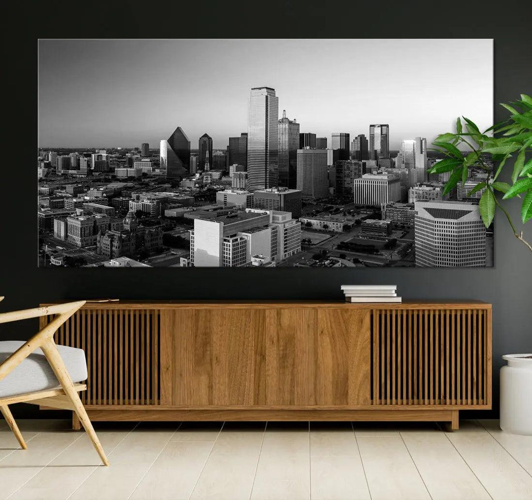 Dallas Skyline Wall Art Framed Canvas Print Modern Cityscape Wall Decor