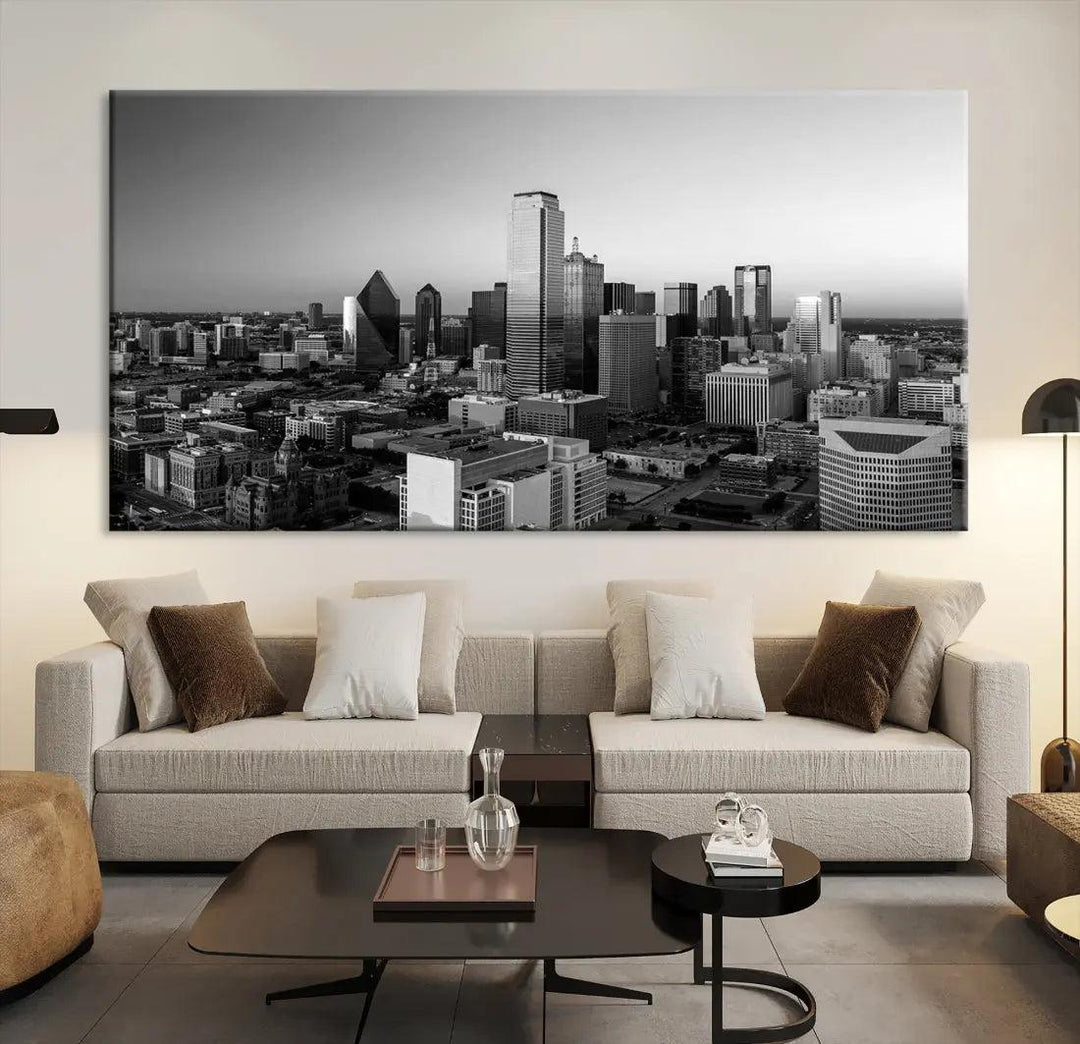 Dallas Skyline Wall Art Framed Canvas Print Modern Cityscape Wall Decor