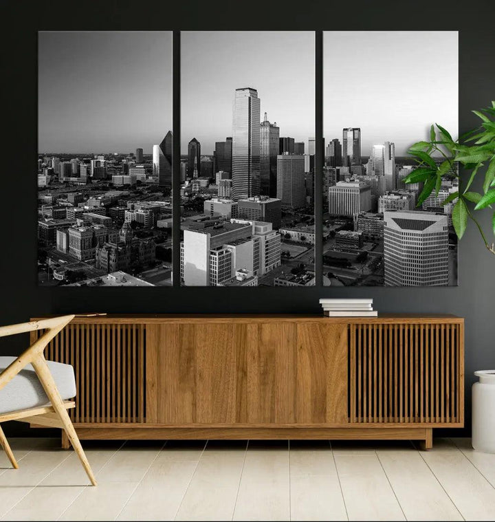 Dallas Skyline Wall Art Framed Canvas Print Modern Cityscape Wall Decor