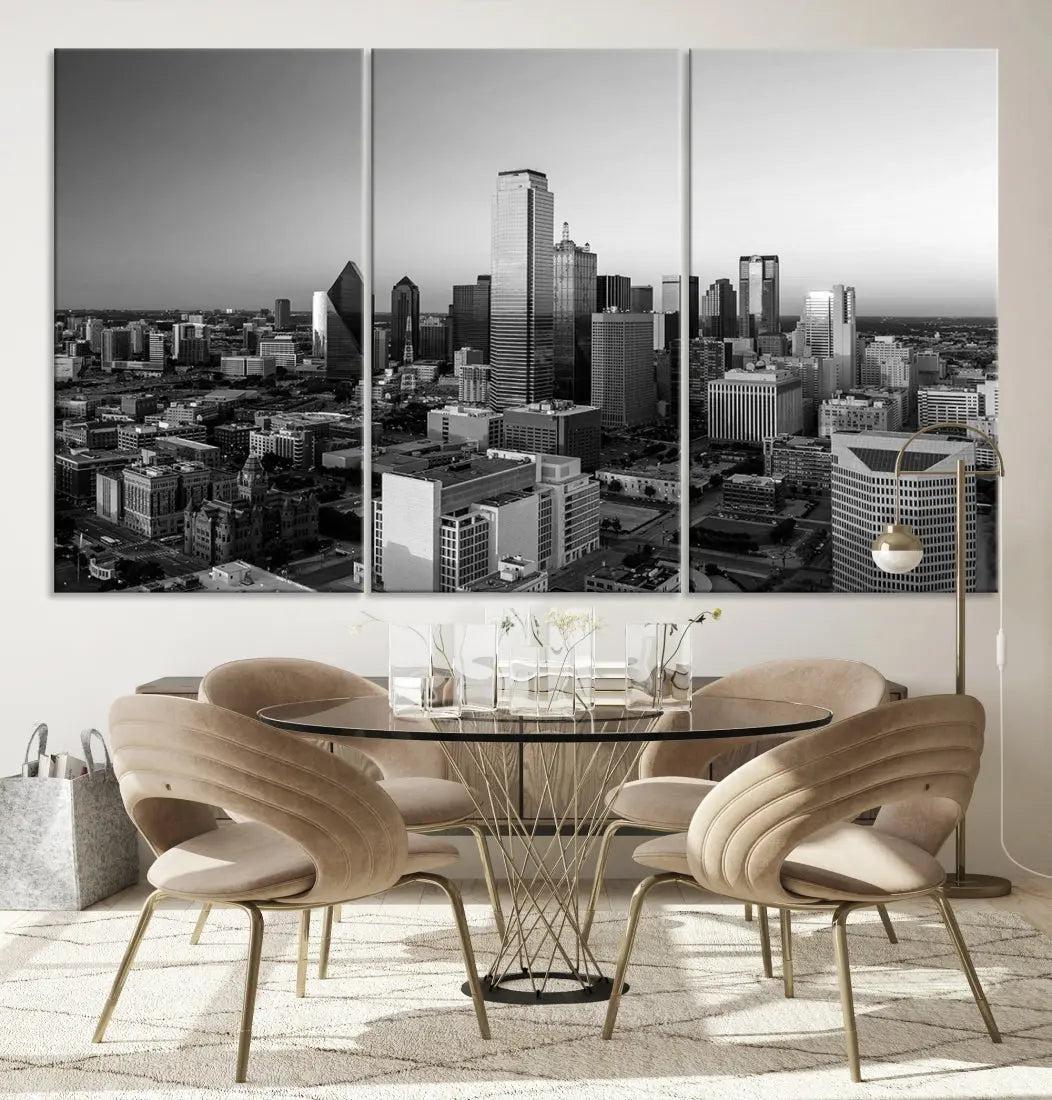 Dallas Skyline Wall Art Framed Canvas Print Modern Cityscape Wall Decor