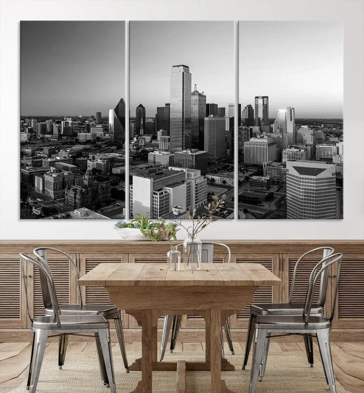 Dallas Skyline Wall Art Framed Canvas Print Modern Cityscape Wall Decor