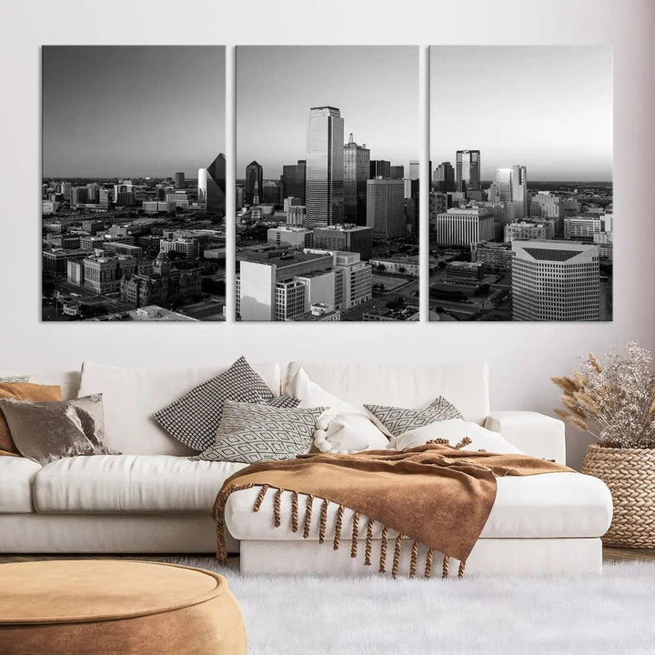 Dallas Skyline Wall Art Framed Canvas Print Modern Cityscape Wall Decor