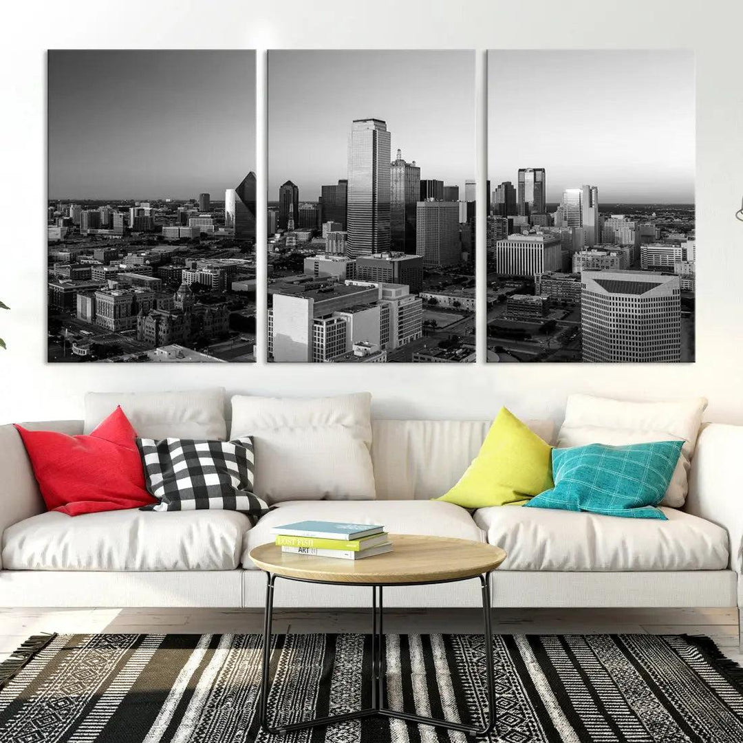 Dallas Skyline Wall Art Framed Canvas Print Modern Cityscape Wall Decor