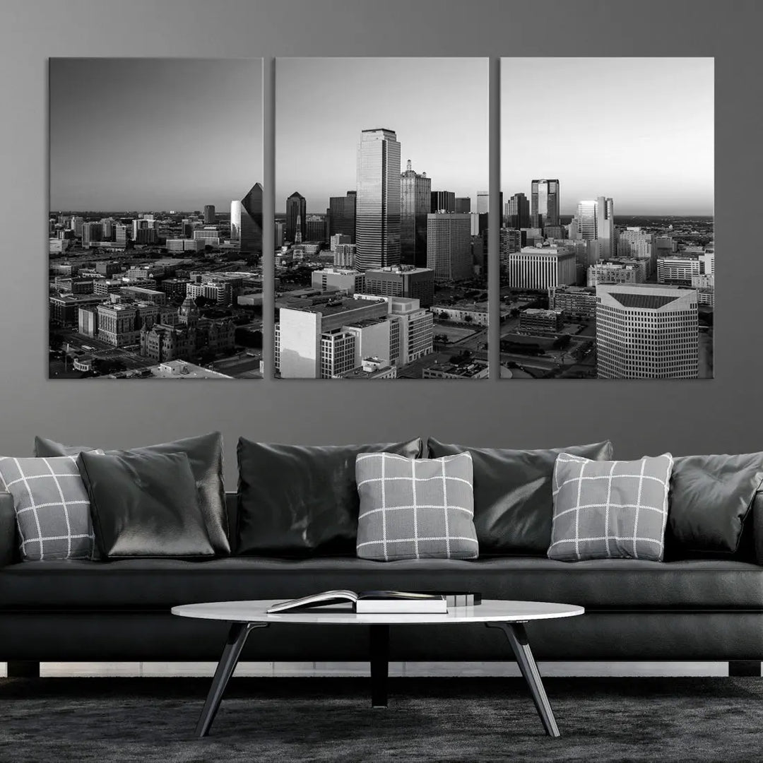 Dallas Skyline Wall Art Framed Canvas Print Modern Cityscape Wall Decor