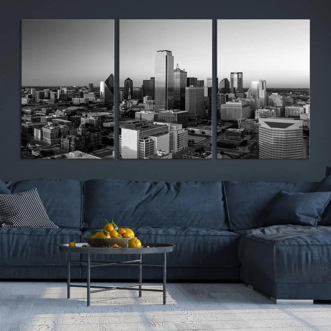 Dallas Skyline Wall Art Framed Canvas Print Modern Cityscape Wall Decor