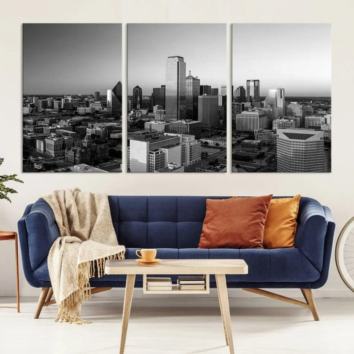 Dallas Skyline Wall Art Framed Canvas Print Modern Cityscape Wall Decor