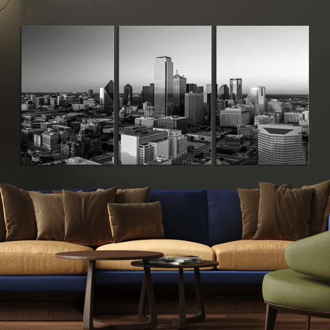 Dallas Skyline Wall Art Framed Canvas Print Modern Cityscape Wall Decor