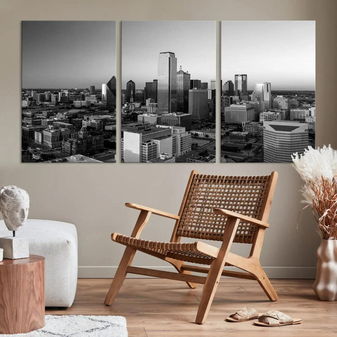 Dallas Skyline Wall Art Framed Canvas Print Modern Cityscape Wall Decor