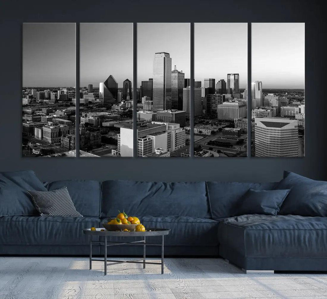 Dallas Skyline Wall Art Framed Canvas Print Modern Cityscape Wall Decor