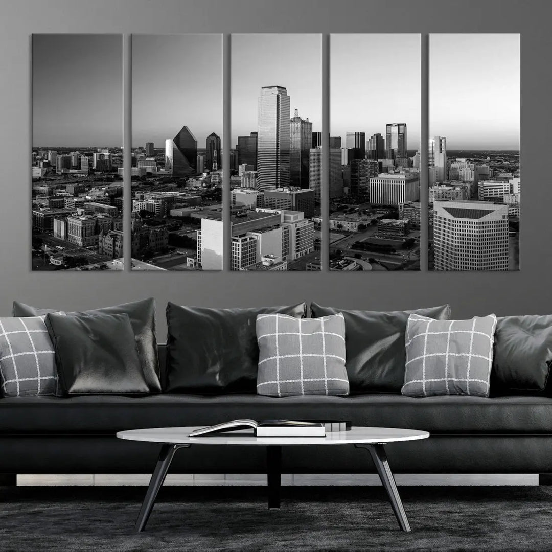 Dallas Skyline Wall Art Framed Canvas Print Modern Cityscape Wall Decor