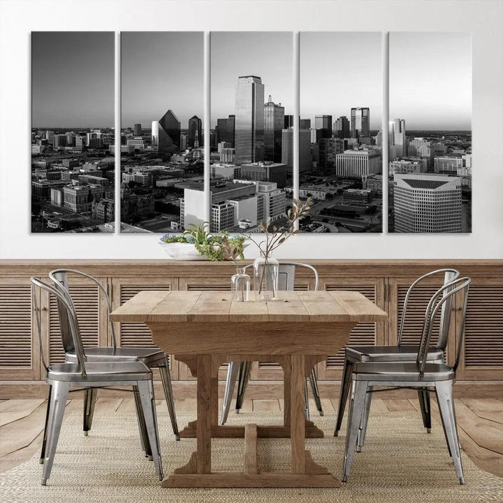 Dallas Skyline Wall Art Framed Canvas Print Modern Cityscape Wall Decor