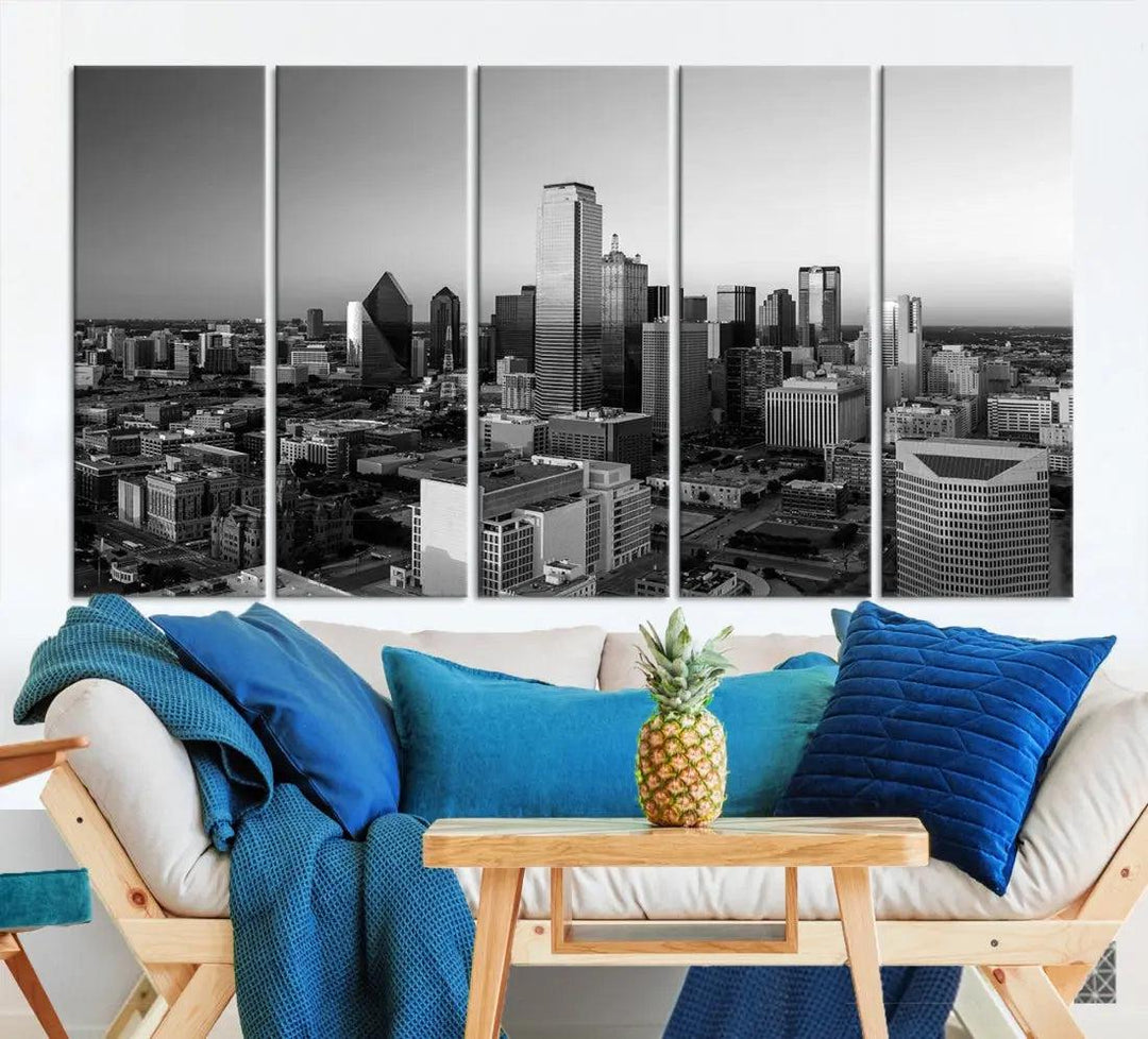 Dallas Skyline Wall Art Framed Canvas Print Modern Cityscape Wall Decor