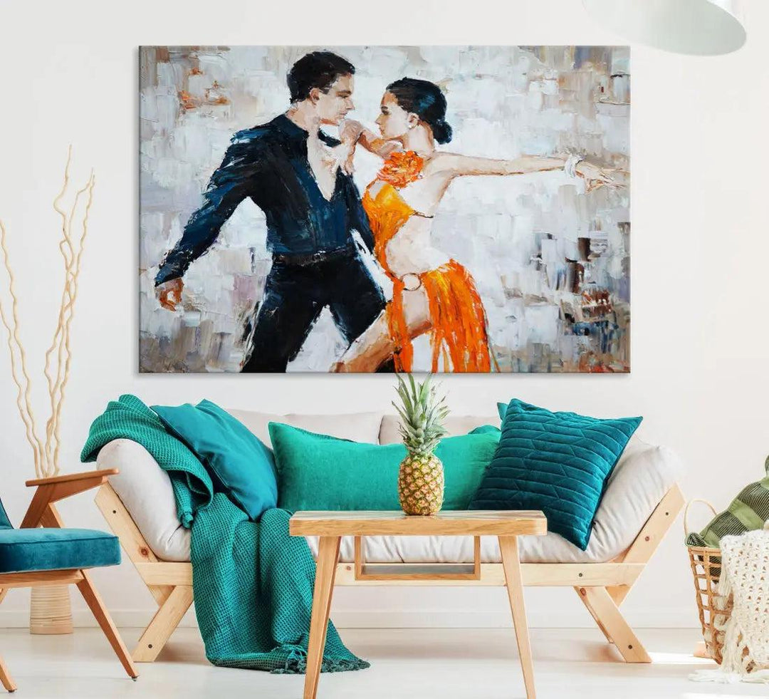 Dancing Couple Oil Painting Modern Large Wall Art Canvas Print